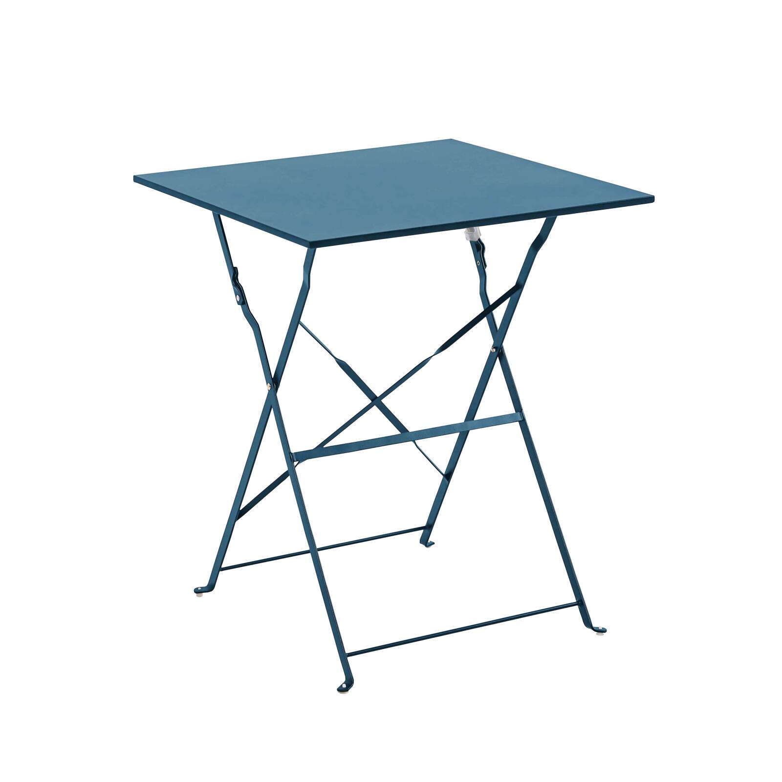 Mesa de jardín bistro cuadrada plegable de metal de 60x60 cm y 2 sillas plegables