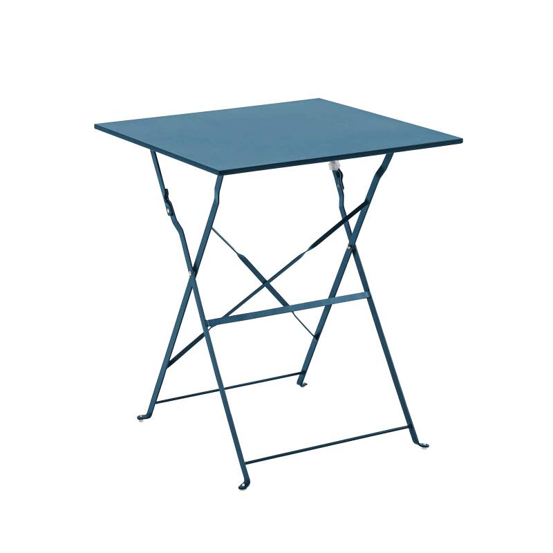 Mesa de jardín bistro cuadrada plegable de metal de 60x60 cm y 2 sillas plegables (3/7)