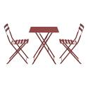 Mesa de jardín bistro cuadrada plegable de metal de 60x60 cm y 2 sillas plegables