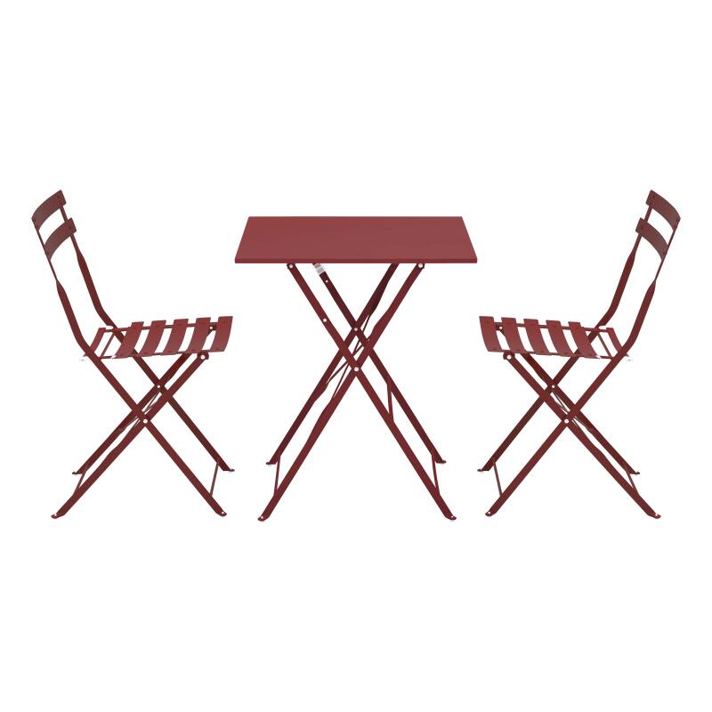 Mesa de jardín bistro cuadrada plegable de metal de 60x60 cm y 2 sillas plegables (2/7)