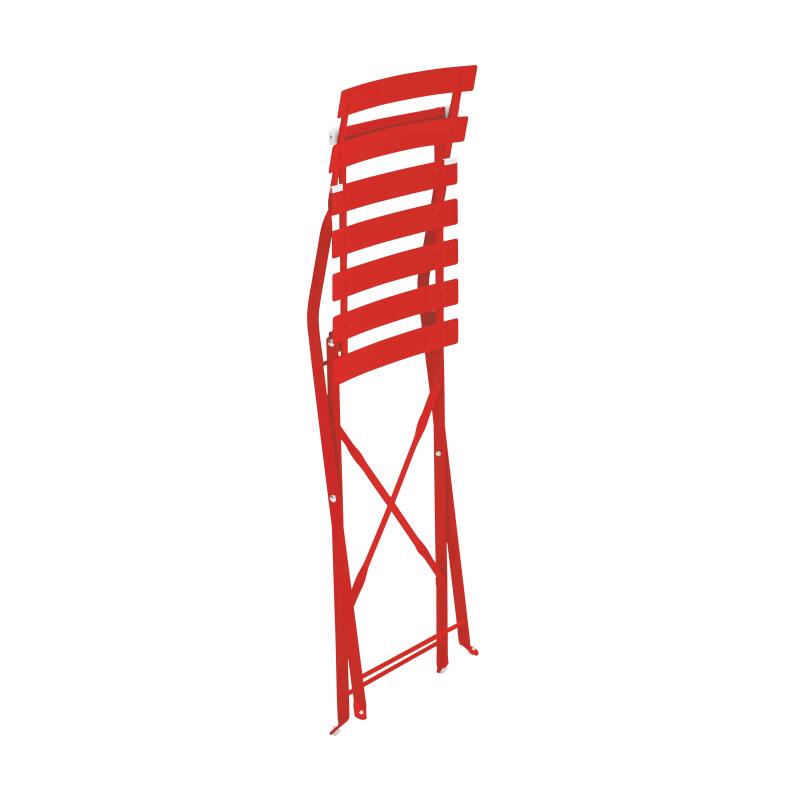 Mesa de jardín bistro cuadrada plegable de metal de 60x60 cm y 2 sillas plegables (6/7)