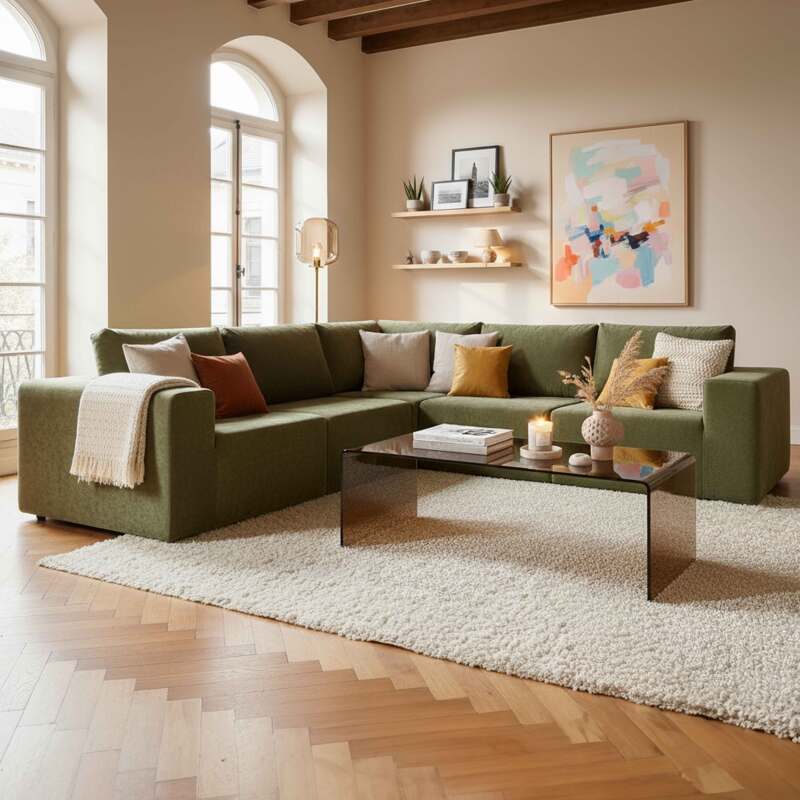 Sillón esquinero de tela para sofá modular con cojínes (6/7)