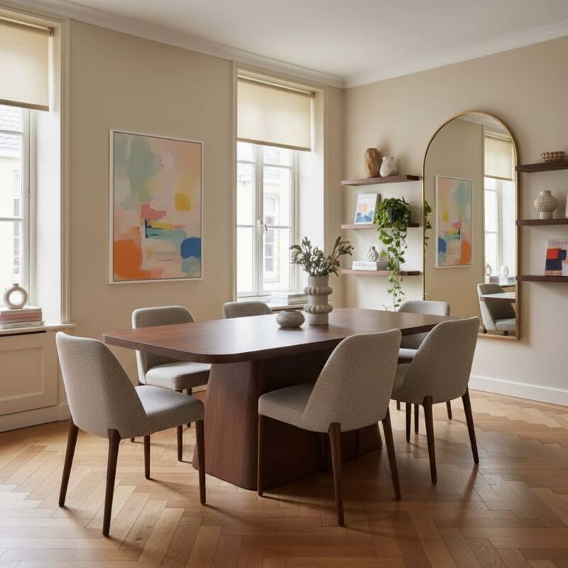 Mesa de comedor efecto madera para 8 personas