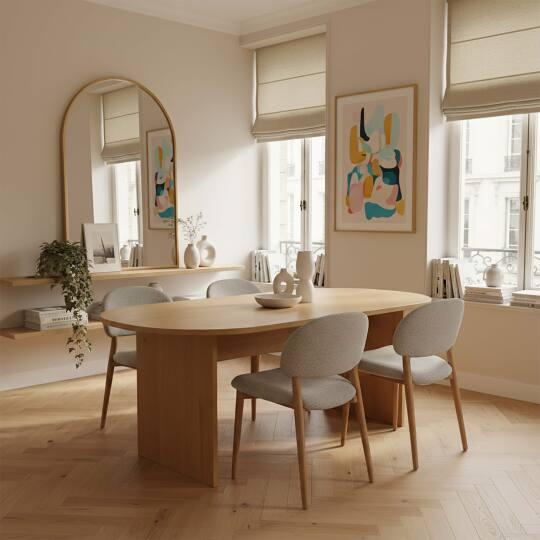 Mesa de comedor ovalada efecto madera FSC® 8 personas | Oviala