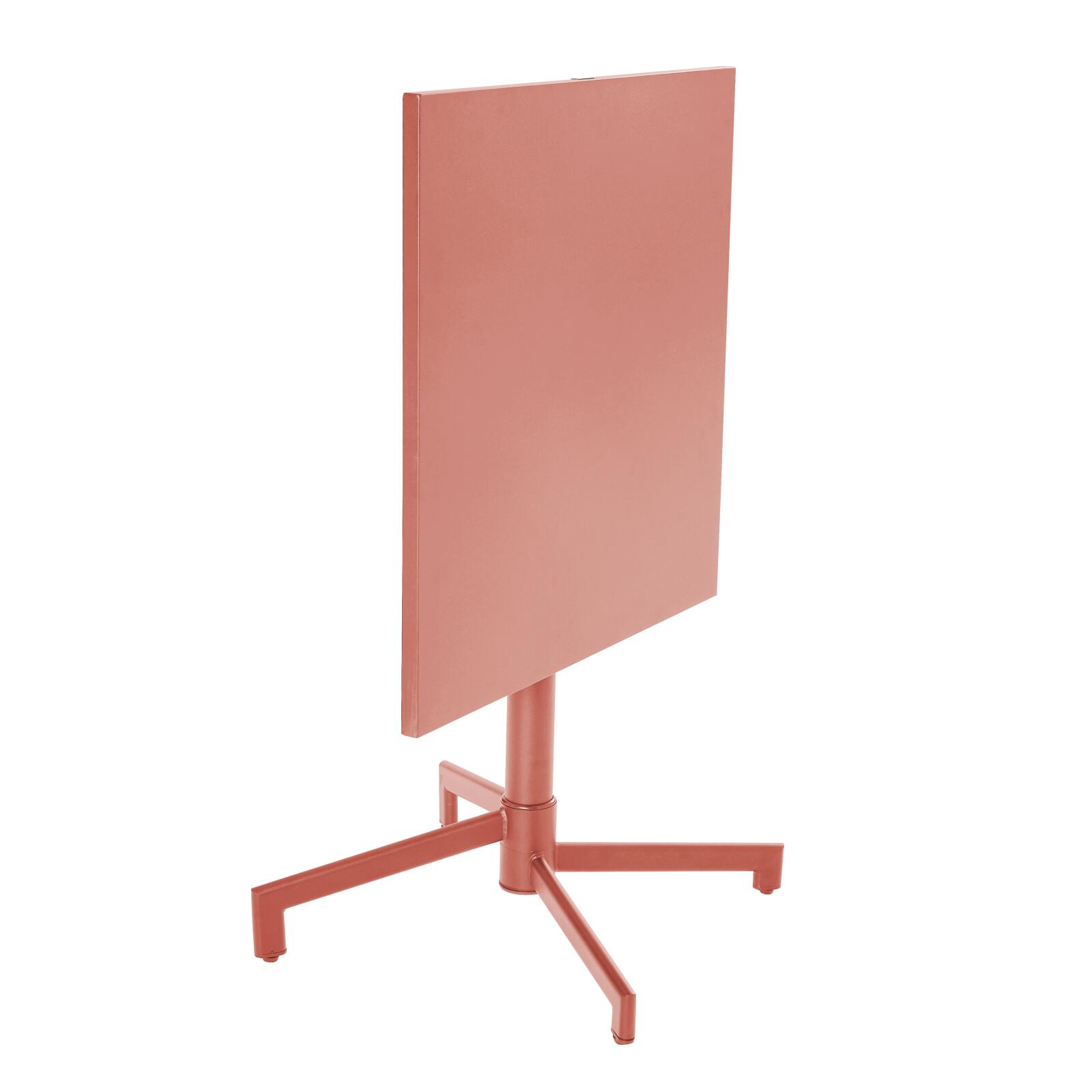 Mesa de jardín bistro cuadrada inclinable de metal con pie emprotado 70x70 cm y 2 sillas