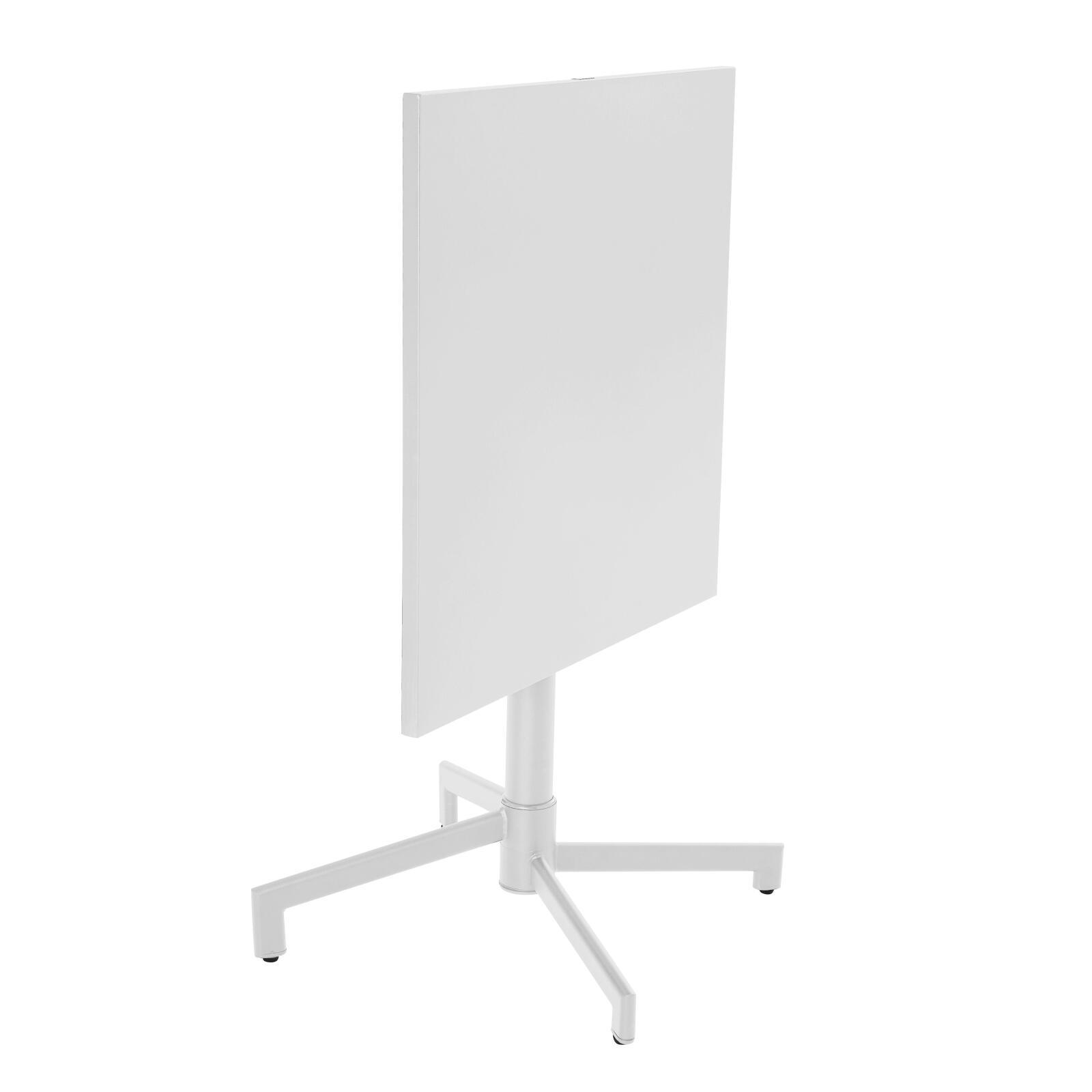 Mesa de jardín bistro cuadrada inclinable de metal con pie emprotado 70x70 cm y 2 sillas