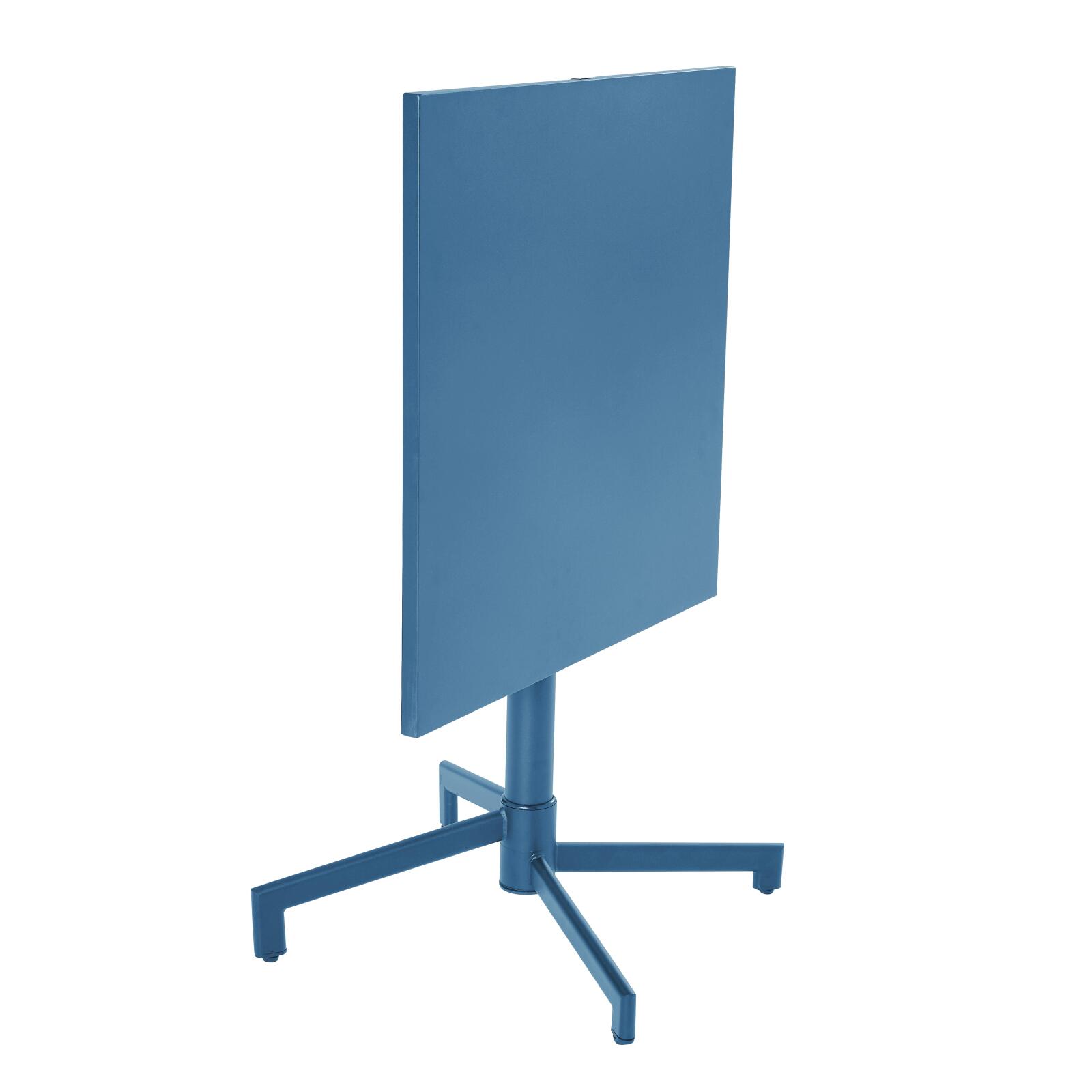 Mesa de jardín bistro cuadrada inclinable de metal con pie emprotado 70x70 cm y 2 sillas