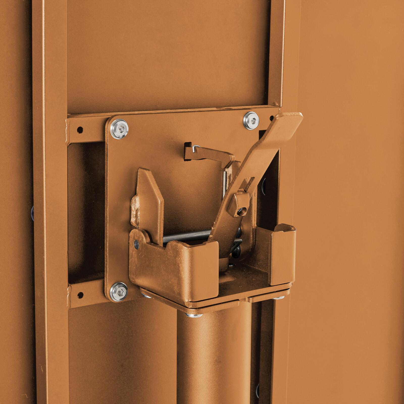 Mesa de jardín bistro cuadrada inclinable de metal con pie emprotado 70x70 cm y 2 sillas