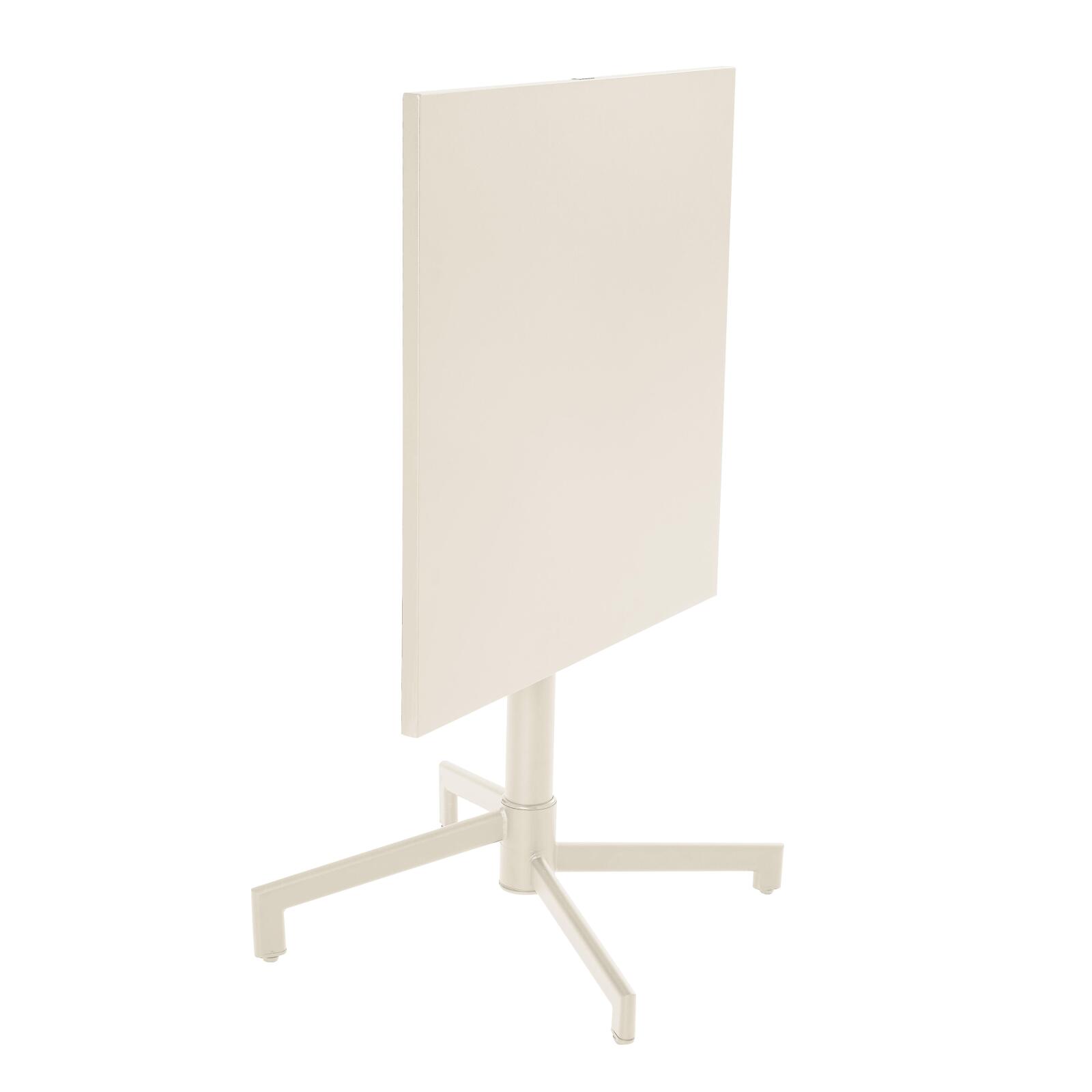 Mesa de jardín bistro cuadrada inclinable de metal con pie emprotado 70x70 cm y 2 sillas