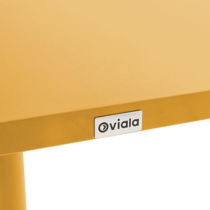 Mesa de jardín bistro cuadrada inclinable de metal con pie emprotado 70x70 cm y 2 sillas (4/9)