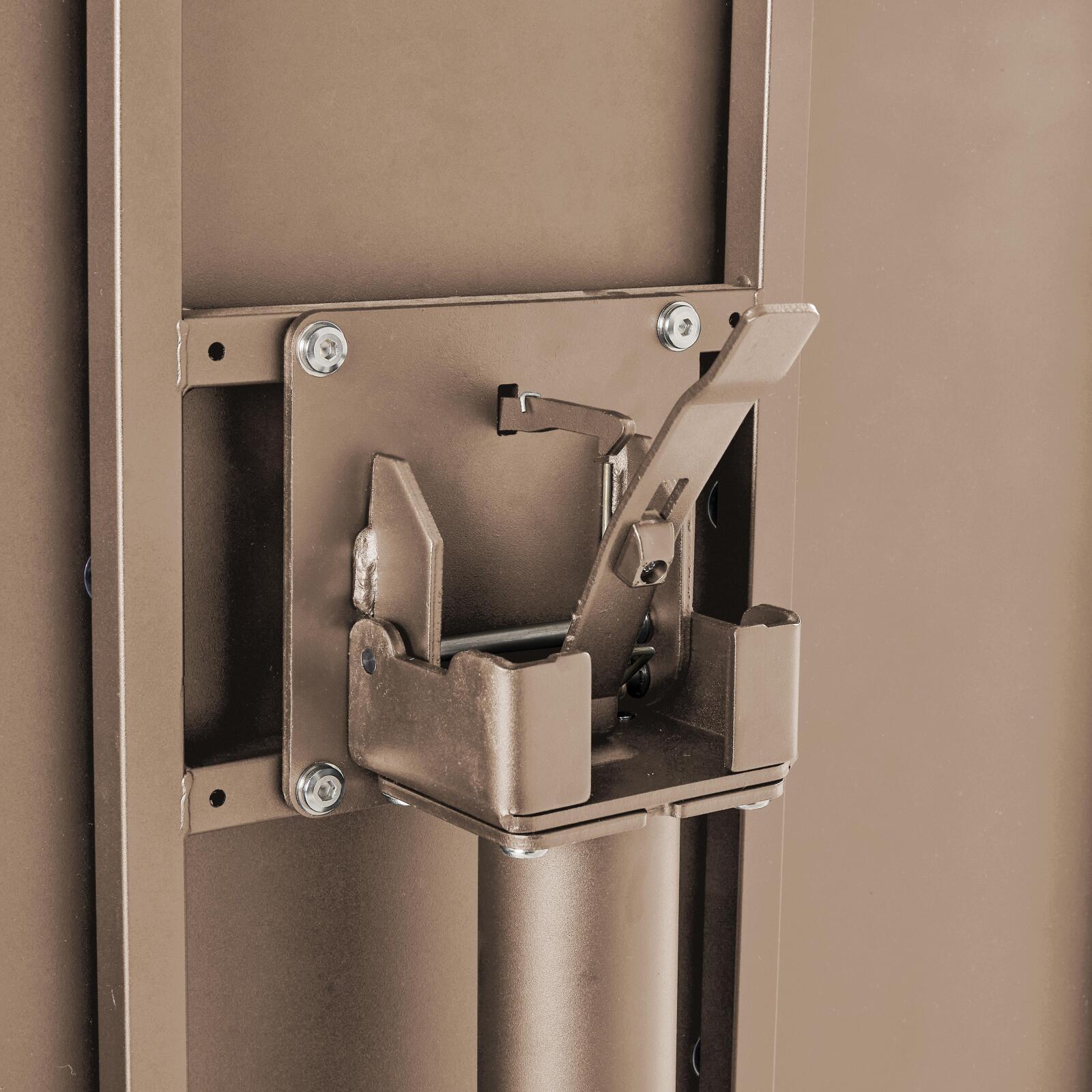 Mesa de jardín bistro cuadrada inclinable de metal con pie emprotado 70x70 cm y 2 sillas