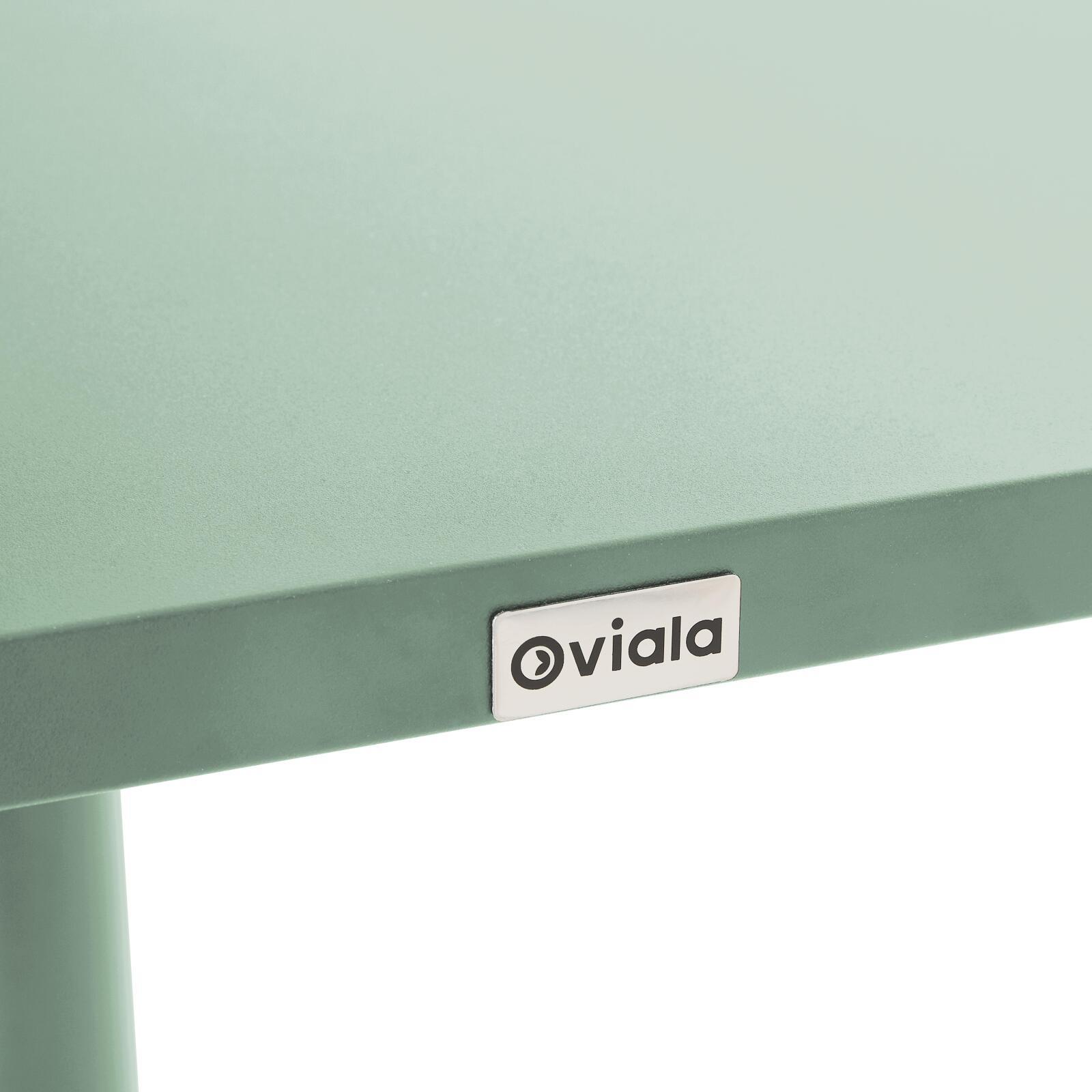 Mesa de jardín bistro cuadrada inclinable de metal con pie emprotado 70x70 cm y 2 sillas