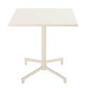 Mesa de jardín bistro cuadrada inclinable de metal con pie emprotado 70x70 cm y 2 sillas con reposabrazos