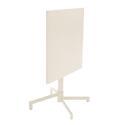 Mesa de jardín bistro cuadrada inclinable de metal con pie emprotado 70x70 cm y 2 sillas con reposabrazos