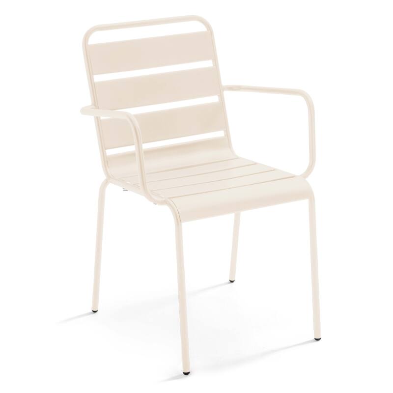 Mesa de jardín bistro cuadrada inclinable de metal con pie emprotado 70x70 cm y 2 sillas con reposabrazos (7/9)