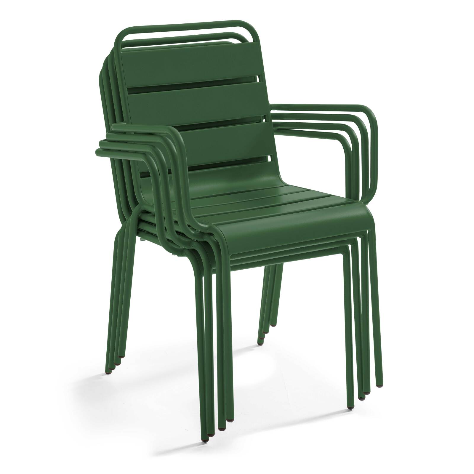 Mesa de jardín bistro cuadrada inclinable de metal con pie emprotado 70x70 cm y 2 sillas con reposabrazos
