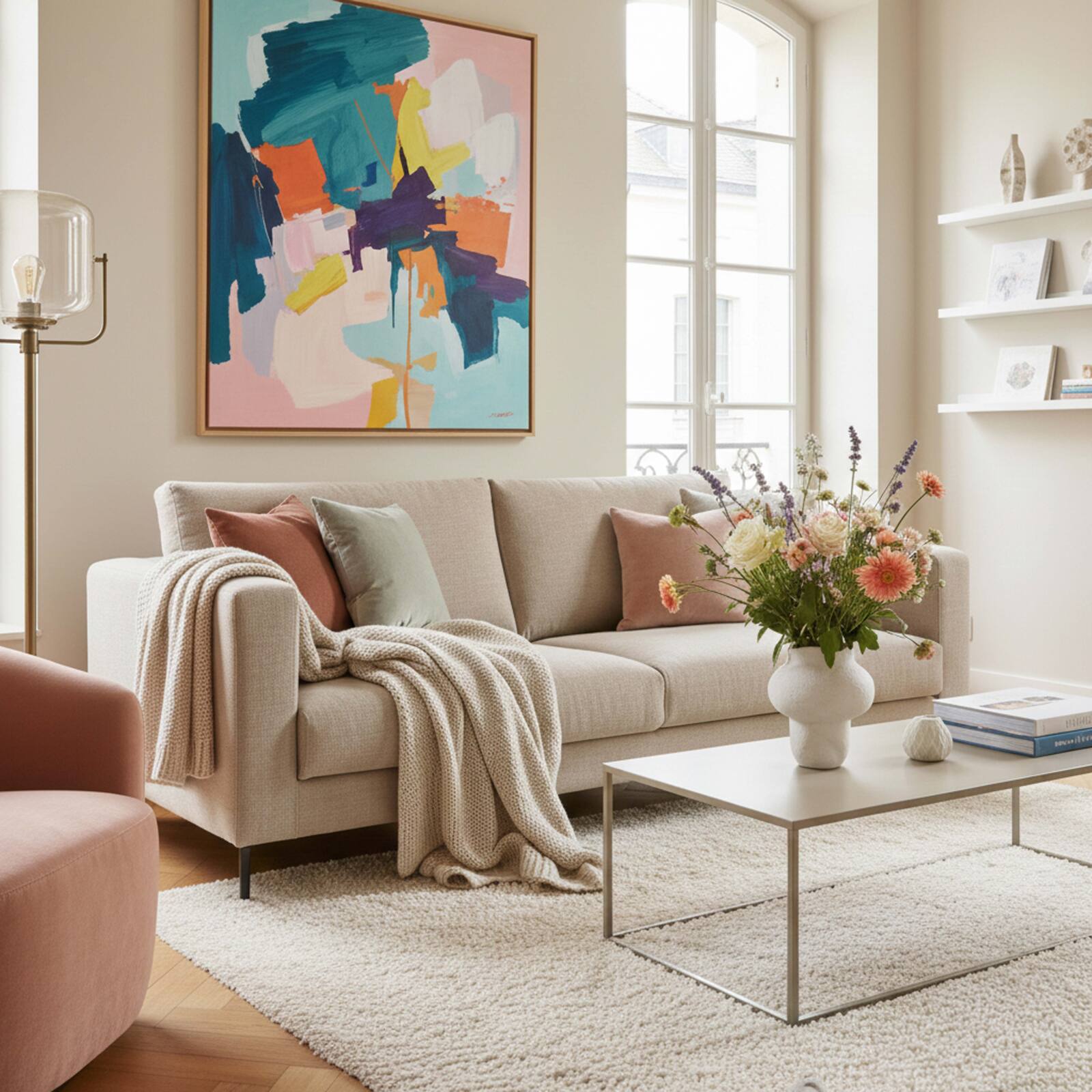 Sofá de 3 plazas de tejido jaspeado