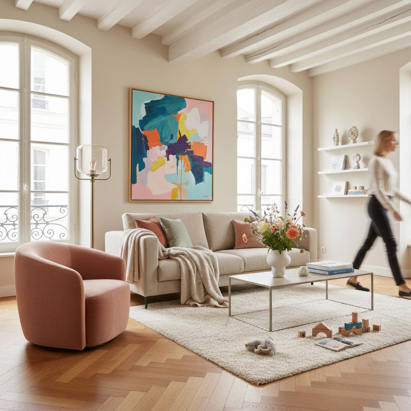 Sofá de 3 plazas de tejido jaspeado