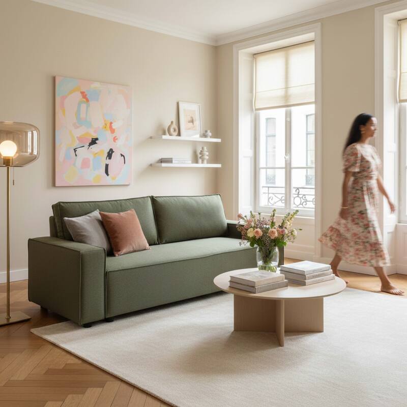 Sofá cama de 3 plazas de tela