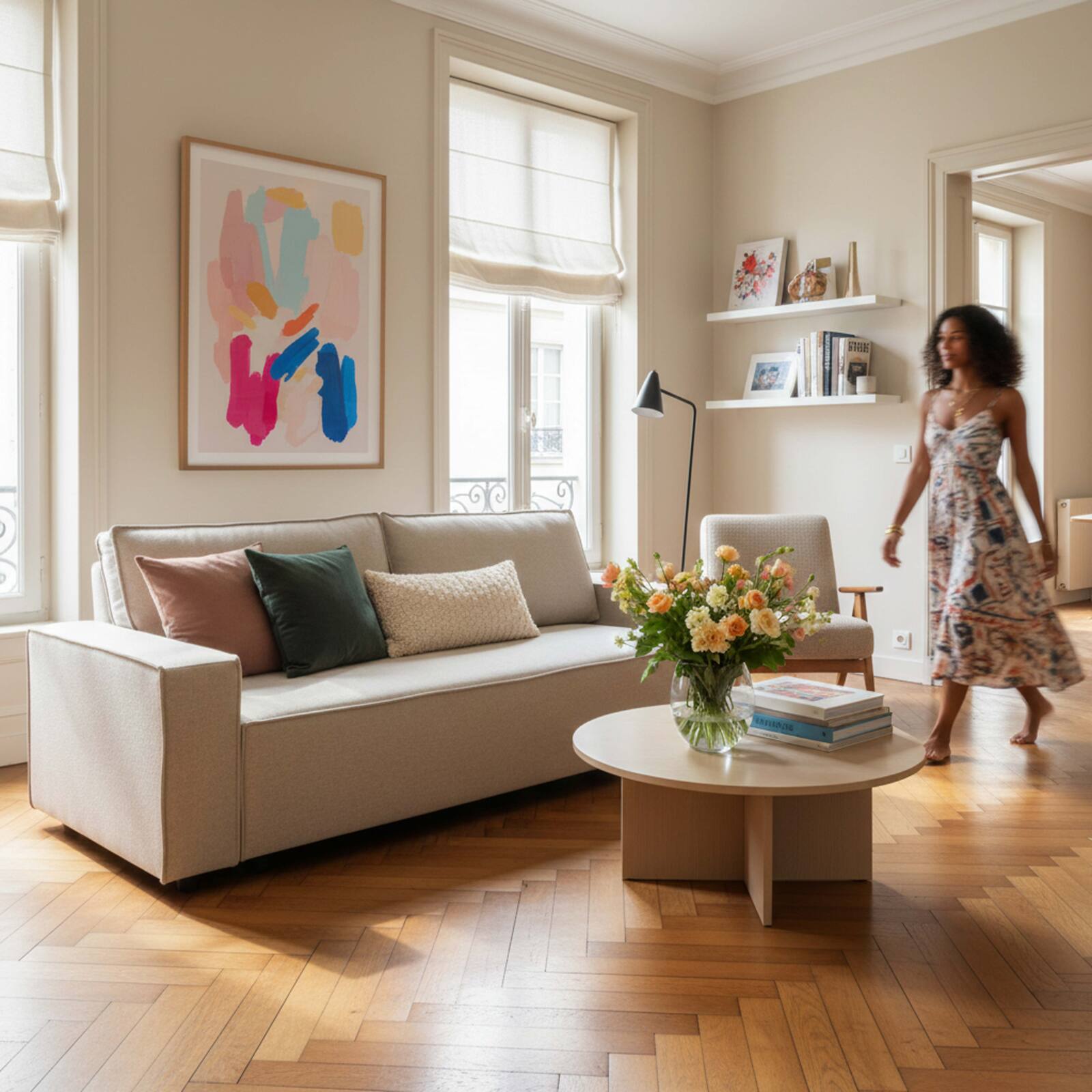 Sofá cama de 3 plazas de tela