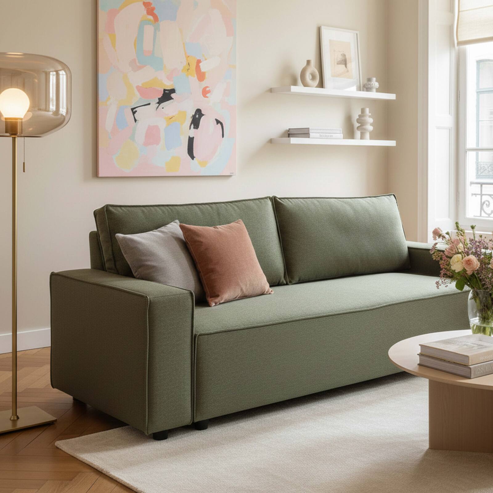 Sofá cama de 3 plazas de tela