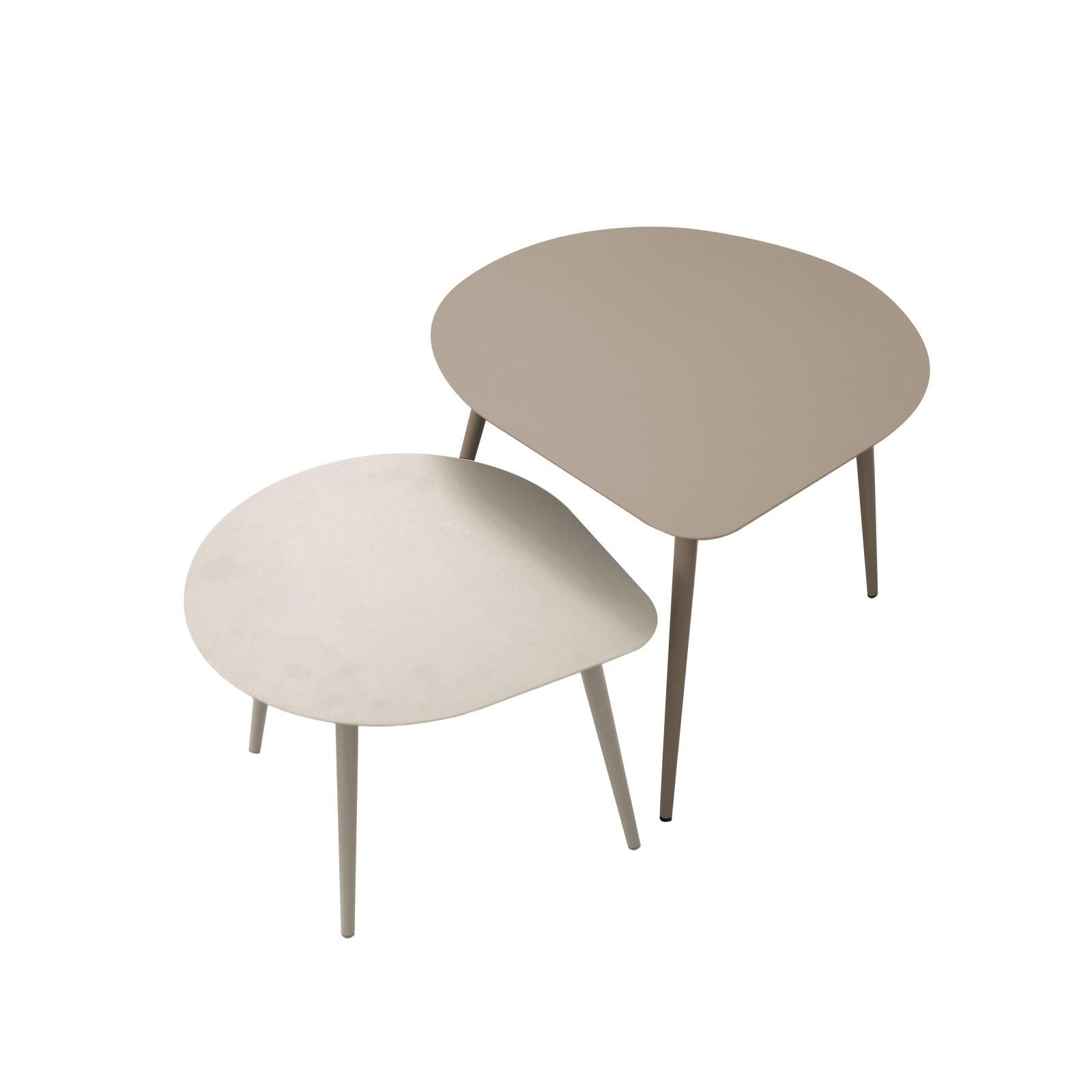 Mesas de centro nido de jardín redondas de metal 58x50x34 cm y 40x35x28 cm