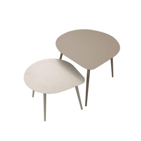 Mesas de centro nido de jardín redondas de metal 58x50x34 cm y 40x35x28 cm (2/7)