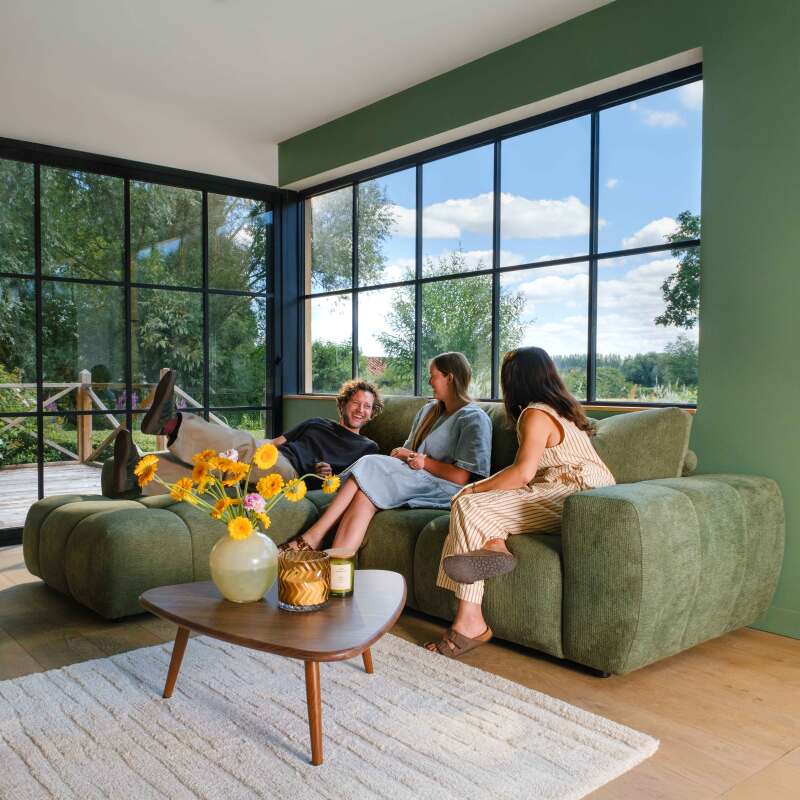 Sofá esquinero de 3 plazas de tela con chaise longue izquierda y cojines (5/7)