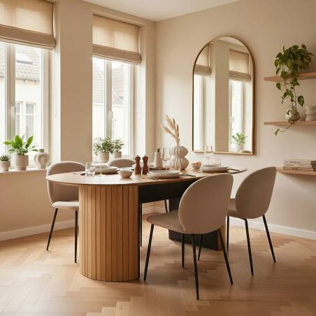 Mesa de comedor ovalada efecto madera de roble FSC® 10 personas (6/8)