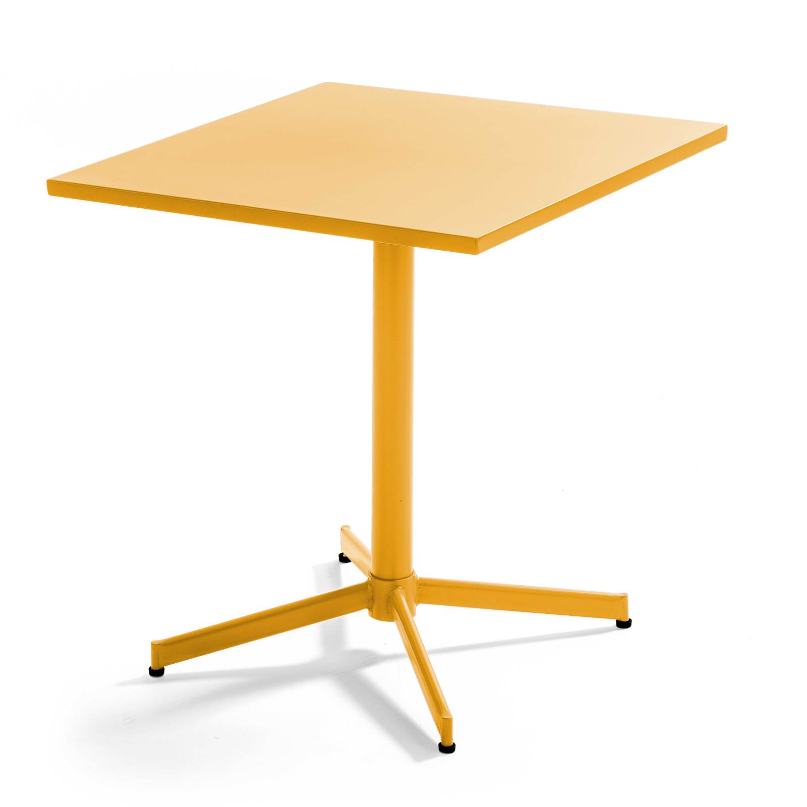 Mesa de jardín bistro cuadrada inclinable de metal 70x70 cm y 2 sillas con reposabrazos