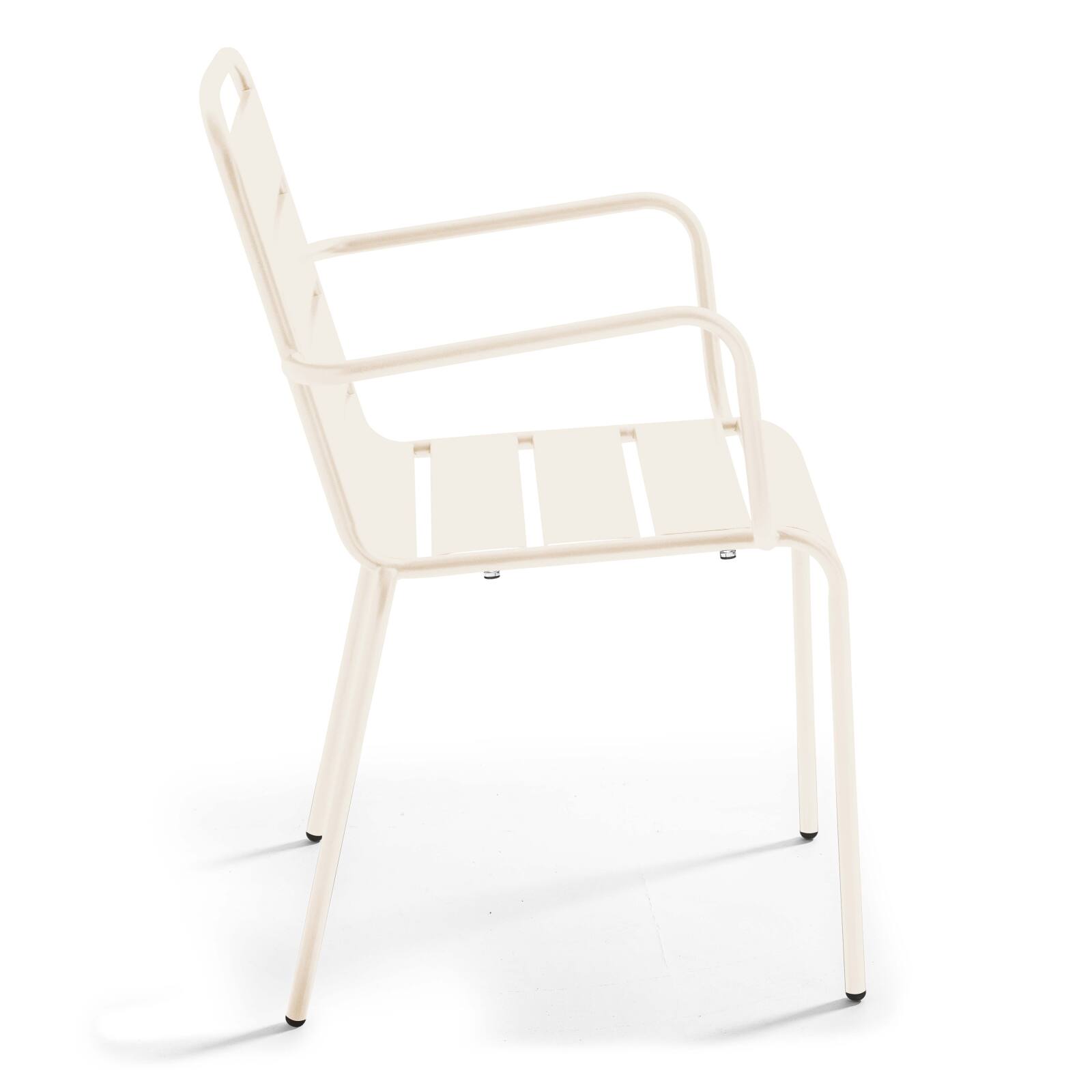 Mesa de jardín bistro cuadrada inclinable de metal 70x70 cm y 2 sillas con reposabrazos