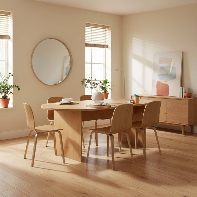 Sillas de contrachapado de roble natural FSC® - Lote de 2 (7/8)