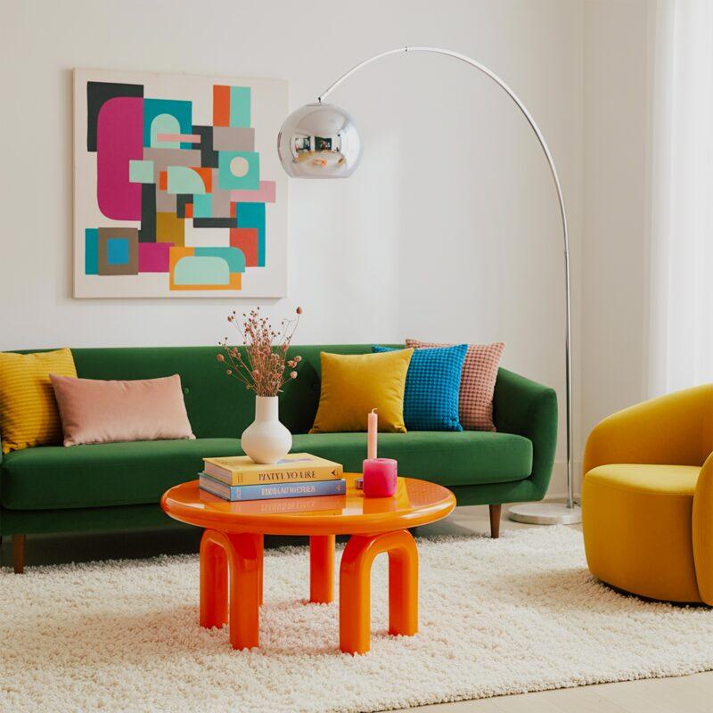 Mesa de centro efecto lacado redonda Ø80 cm