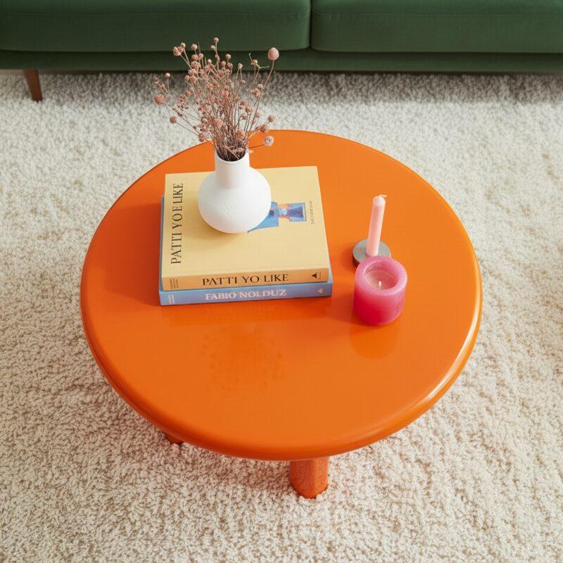 Mesa de centro efecto lacado redonda Ø80 cm (2/4)