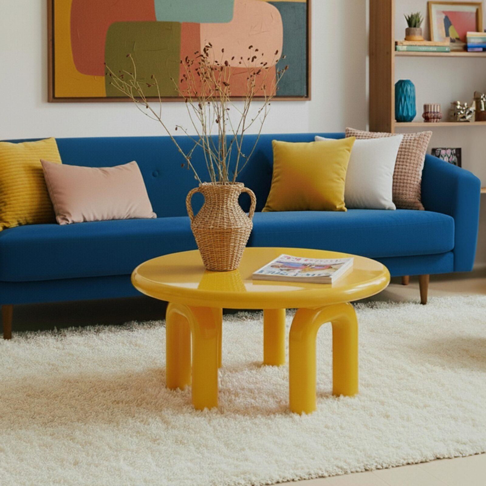 Mesa de centro efecto lacado redonda Ø80 cm