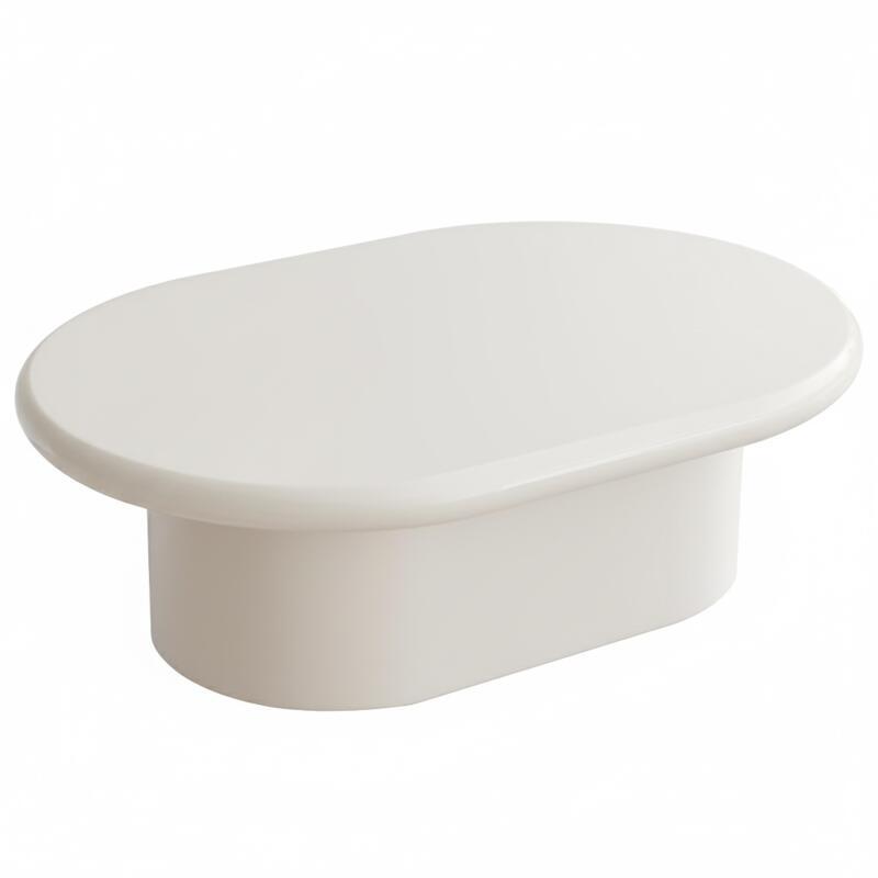 Mesa de centro efecto lacado ovalada 100x70 cm