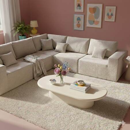 Mesa de centro efecto lacado ovalada 100x70 cm