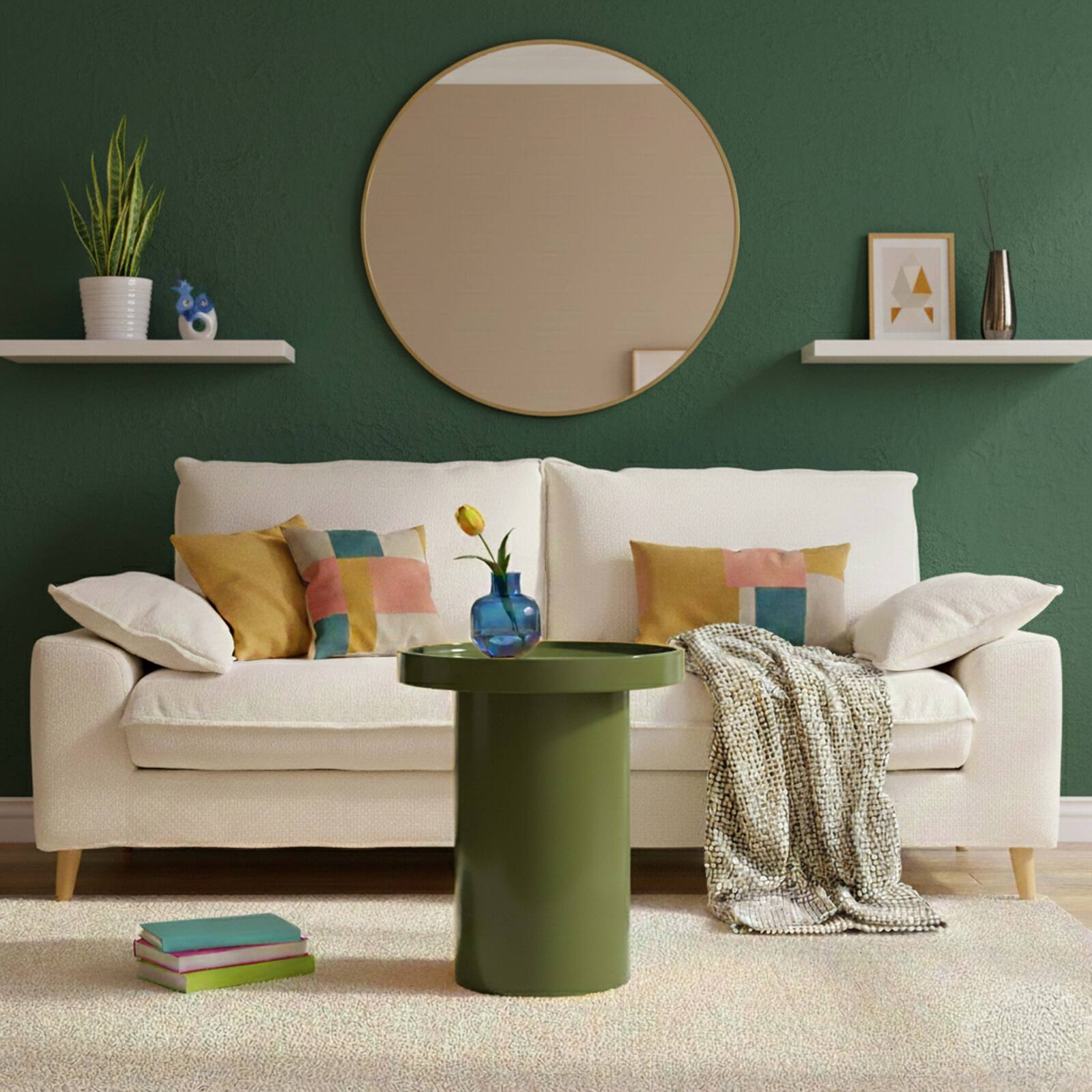 Mesa de centro efecto lacado redonda  Ø40 cm