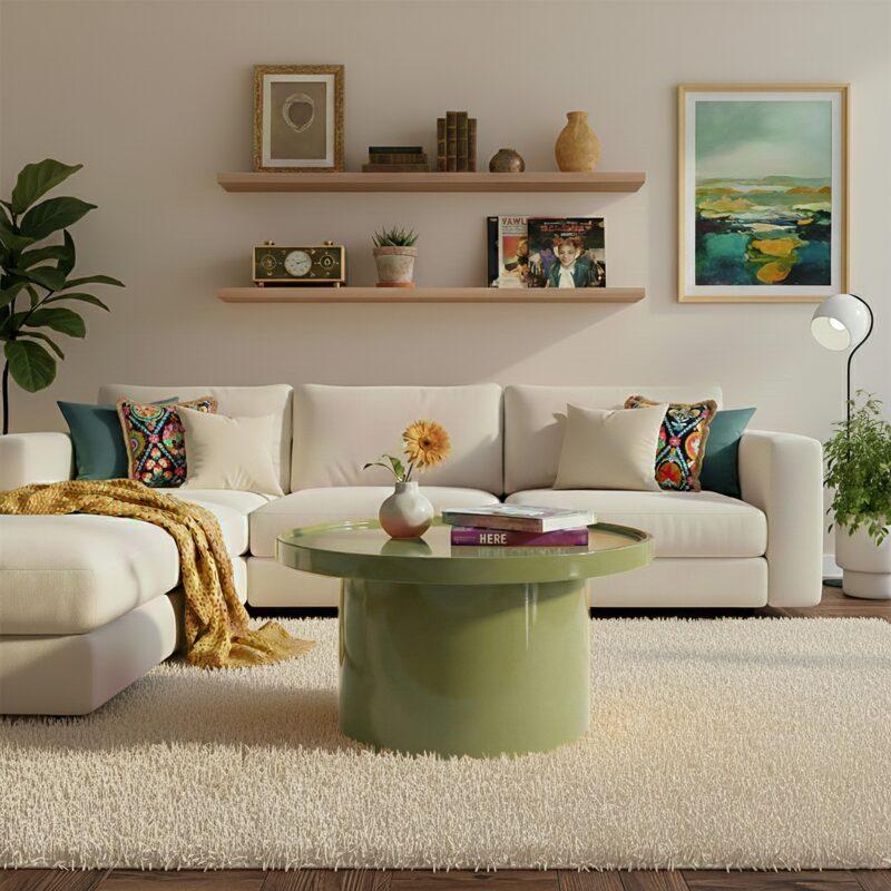 Mesa de centro efecto lacado redonda  Ø70 cm