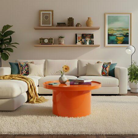 Mesa de centro efecto lacado redonda  Ø70 cm