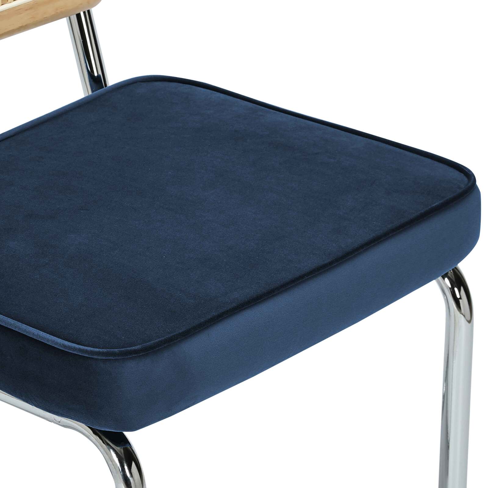 Sillas de terciopelo y metal con respaldo de tejido de enea - Lote de 2