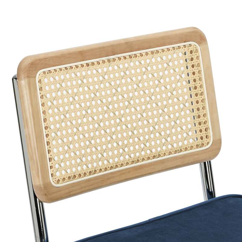 Sillas de terciopelo y metal con respaldo de tejido de enea - Lote de 2 (6/7)