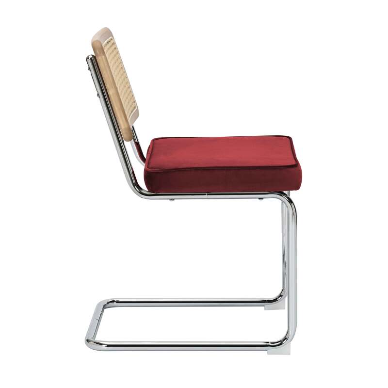 Sillas de terciopelo y metal con respaldo de tejido de enea - Lote de 2 (3/7)