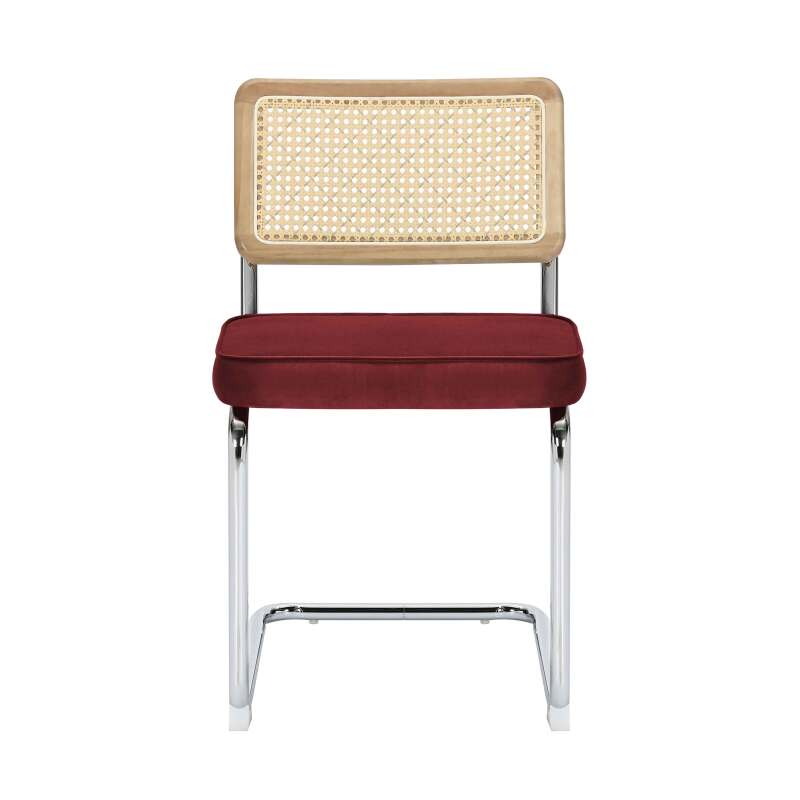 Sillas de terciopelo y metal con respaldo de tejido de enea - Lote de 2 (4/7)