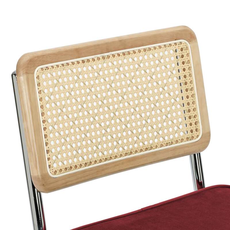 Sillas de terciopelo y metal con respaldo de tejido de enea - Lote de 2 (5/7)