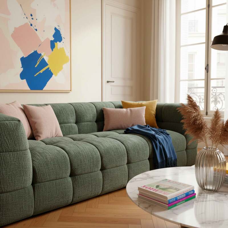 Sofá de 3 plazas de tela (2/8)