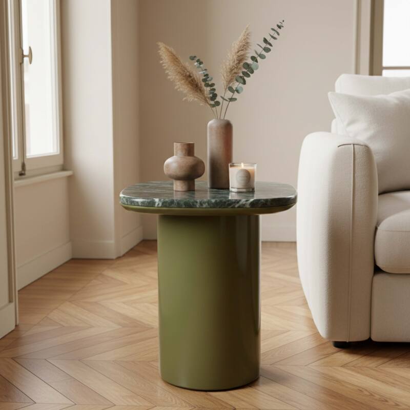 Mesa de centro de mármol cuadrada 42x42 cm estilo retro