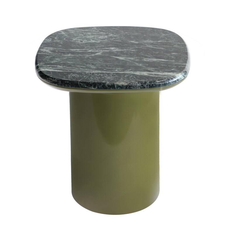 Mesa de centro de mármol cuadrada 42x42 cm estilo retro (3/4)