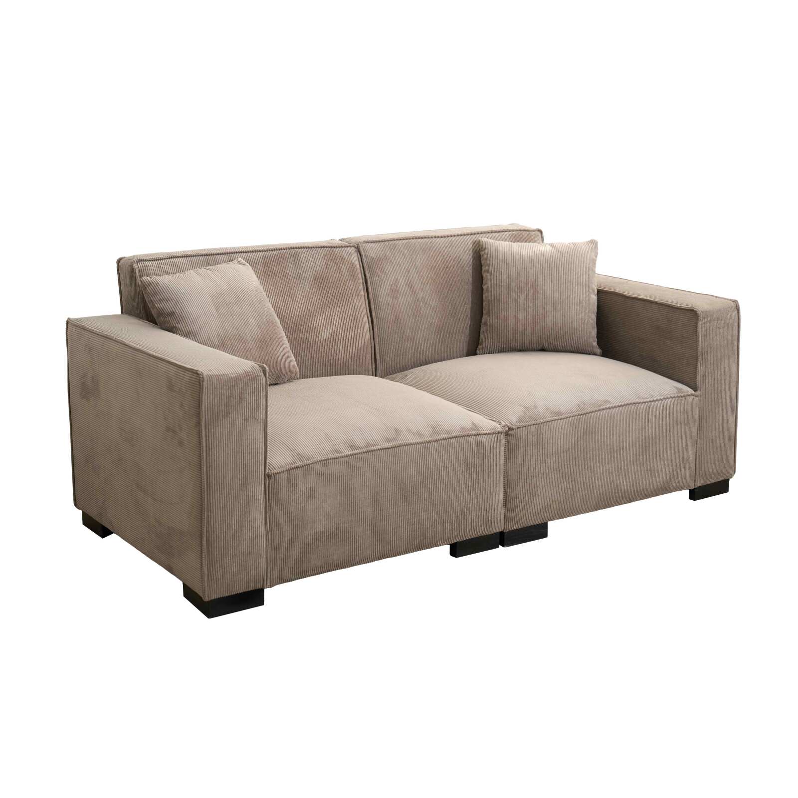 Sofá de 2 plazas de pana con cojines