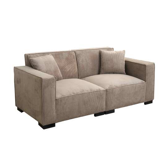 Sofá de 2 plazas de pana con cojines | Oviala